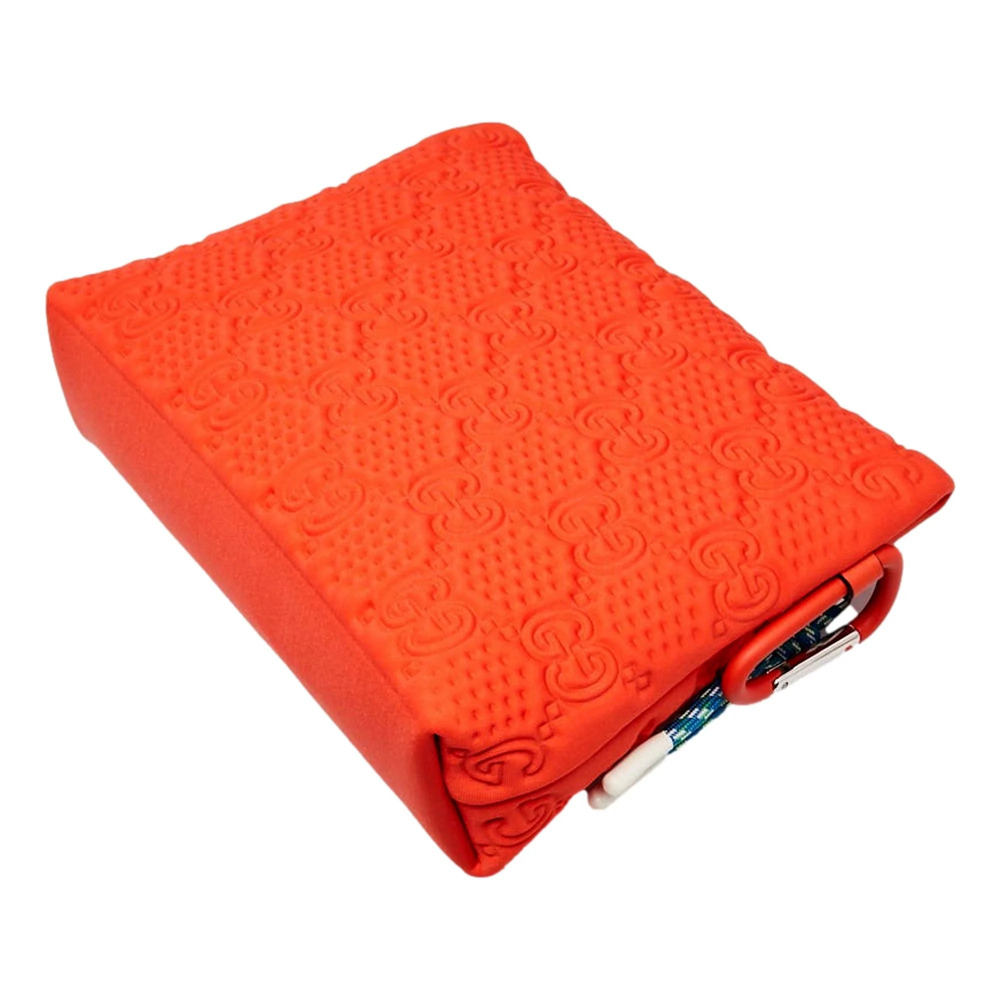 Gucci GG Scuba Neon Orange Rubber-Effect Small Clutch Pouch